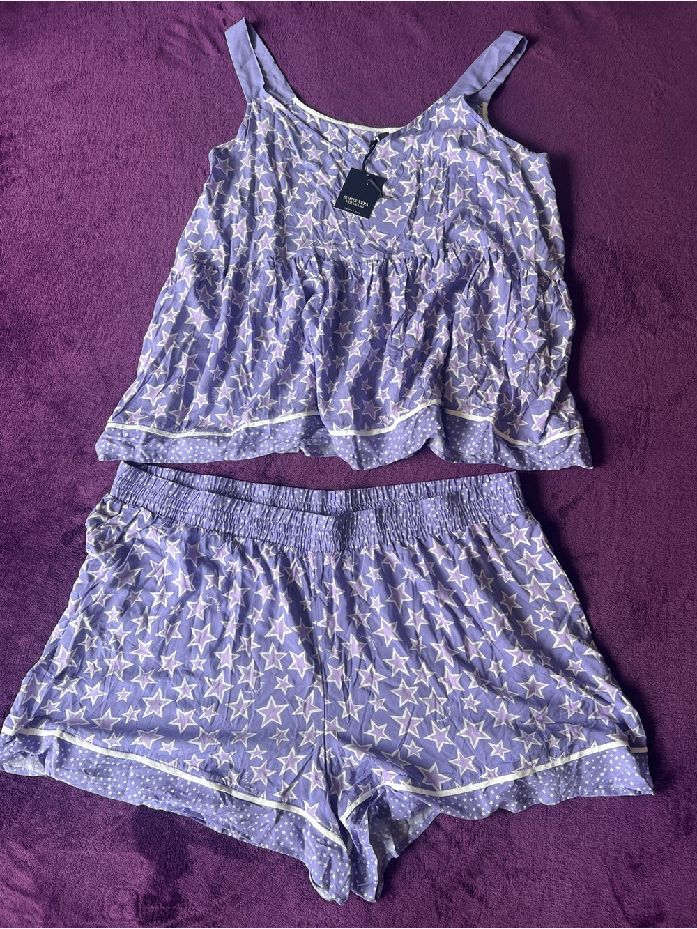 Simply Vera NWT Vera Wang Lavender Star-Print Cami & Shorts Sleep Set size 3X